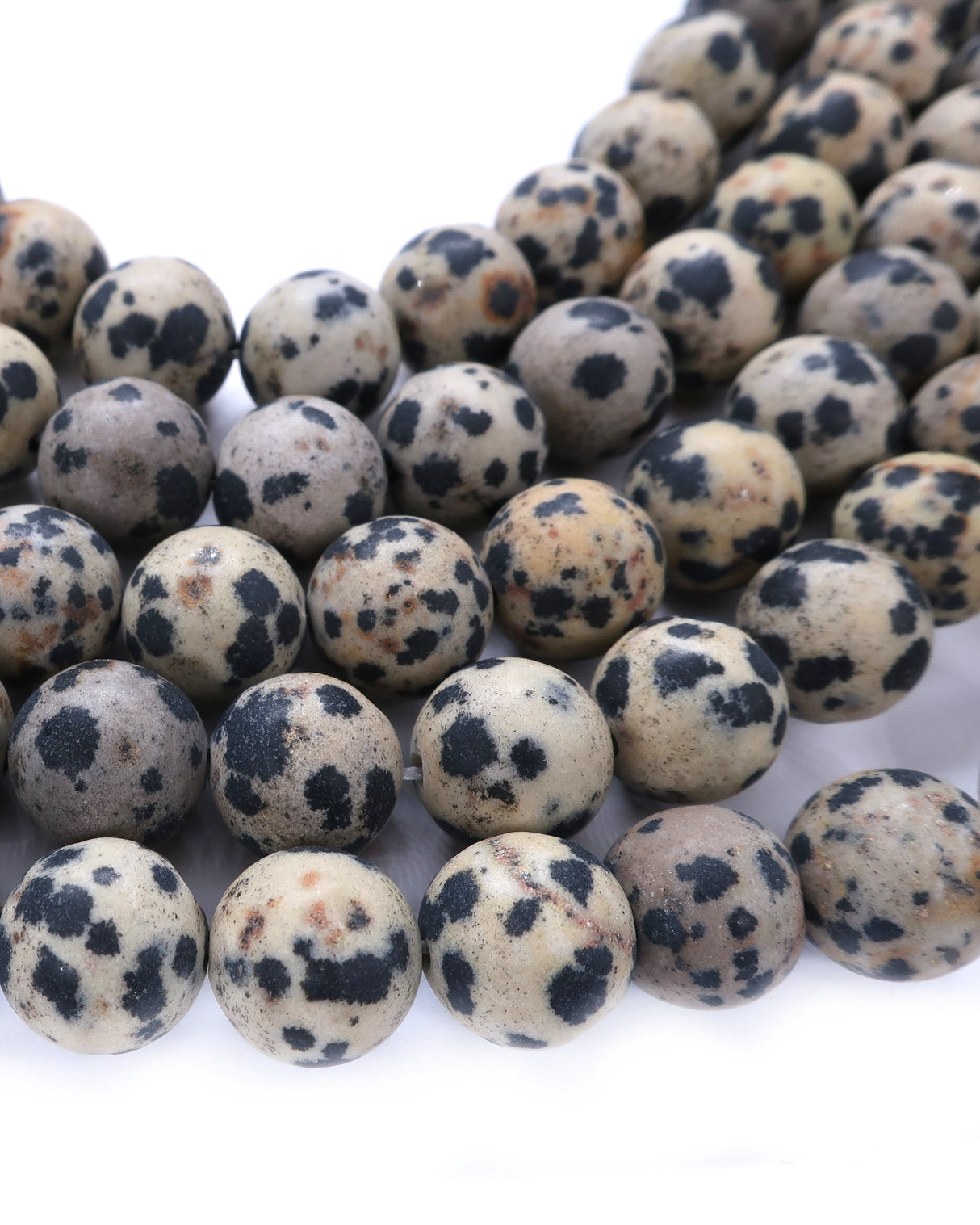 10mm · Frosted · Dalmatian Jasper · Round Beads · 15" full strand