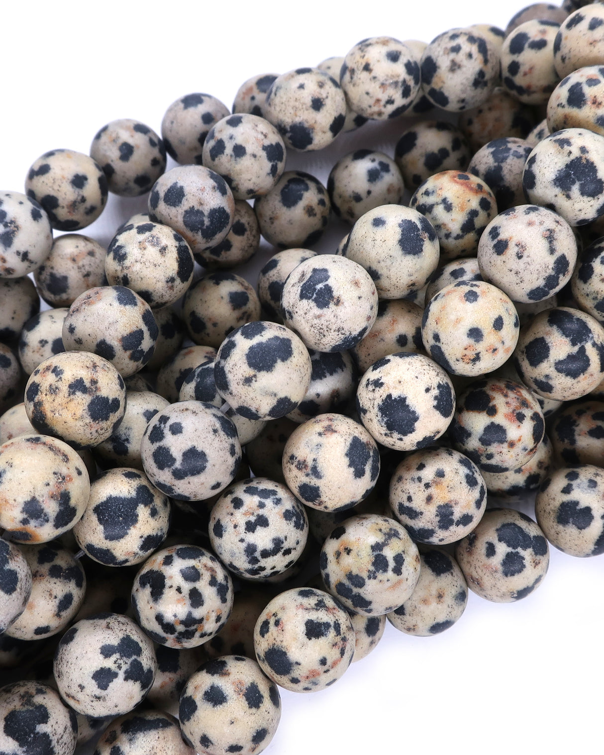 10mm · Frosted · Dalmatian Jasper · Round Beads · 15" full strand