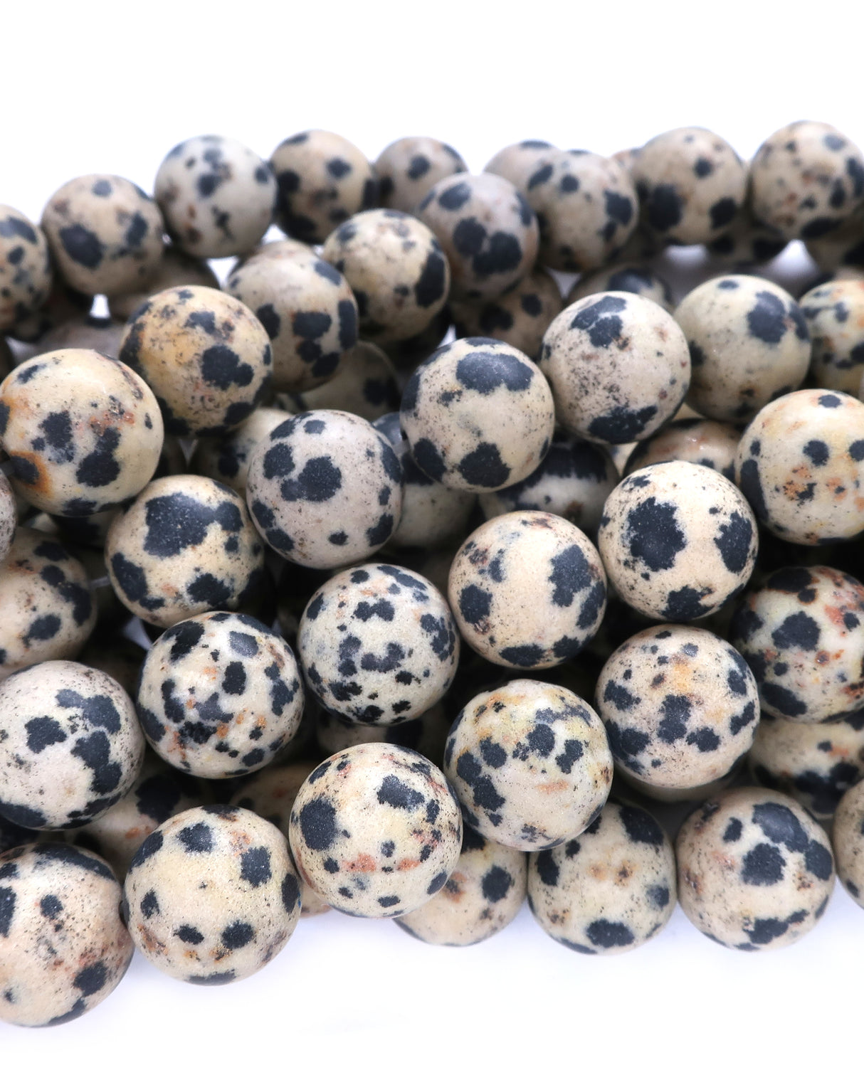 10mm · Frosted · Dalmatian Jasper · Round Beads · 15" full strand