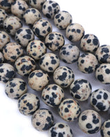 10mm · Frosted · Dalmatian Jasper · Round Beads · 15" full strand