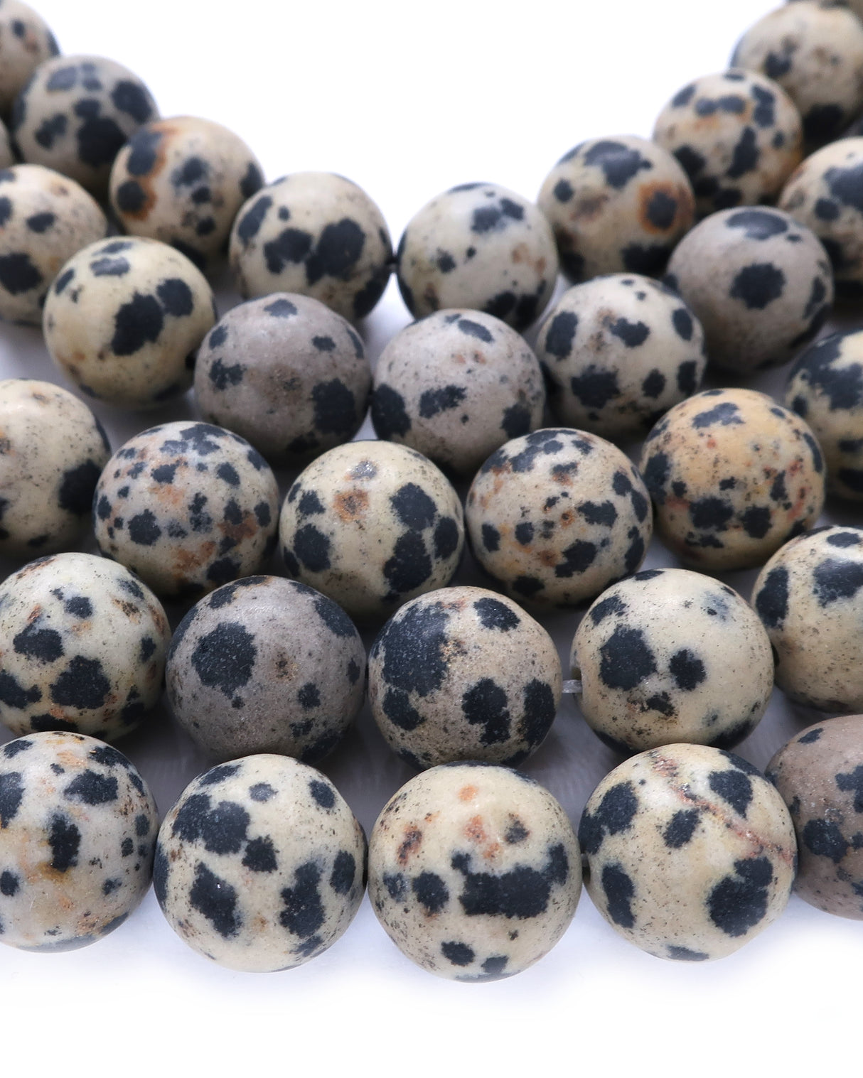 10mm · Frosted · Dalmatian Jasper · Round Beads · 15" full strand