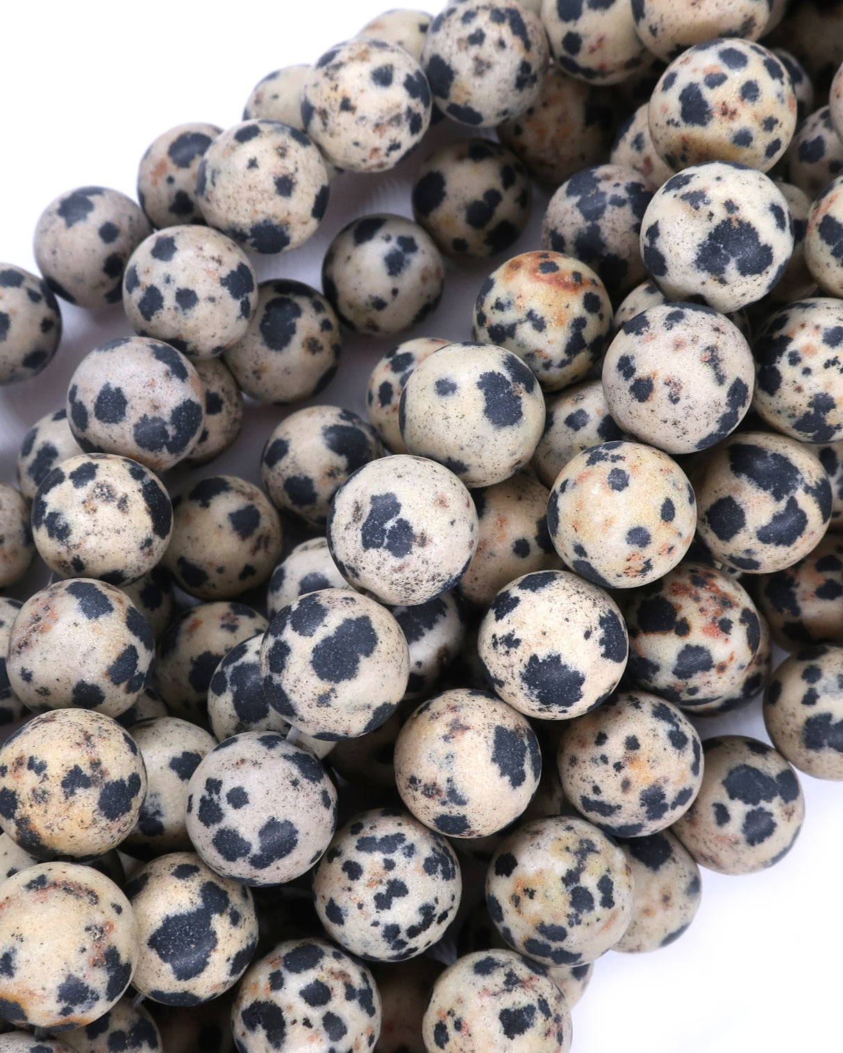 10mm · Frosted · Dalmatian Jasper · Round Beads · 15" full strand