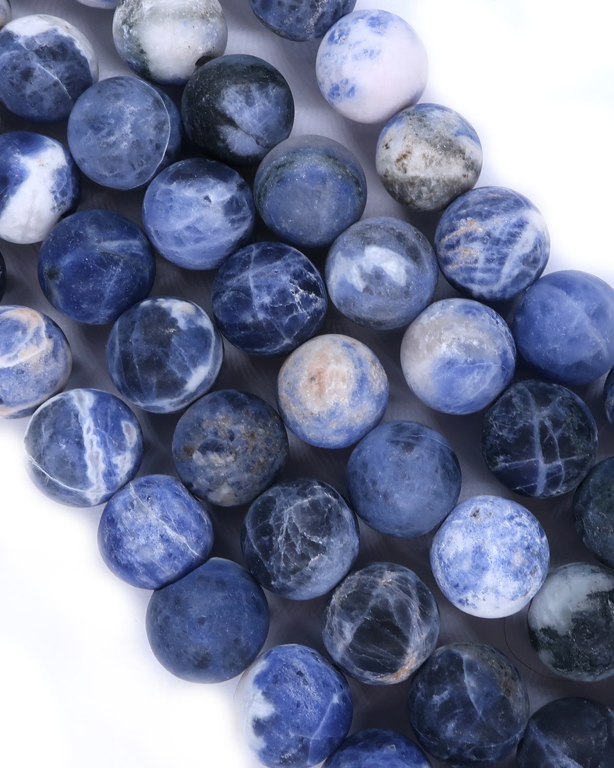 10mm · Frosted · Sodalite · Round Beads · 15" full strand