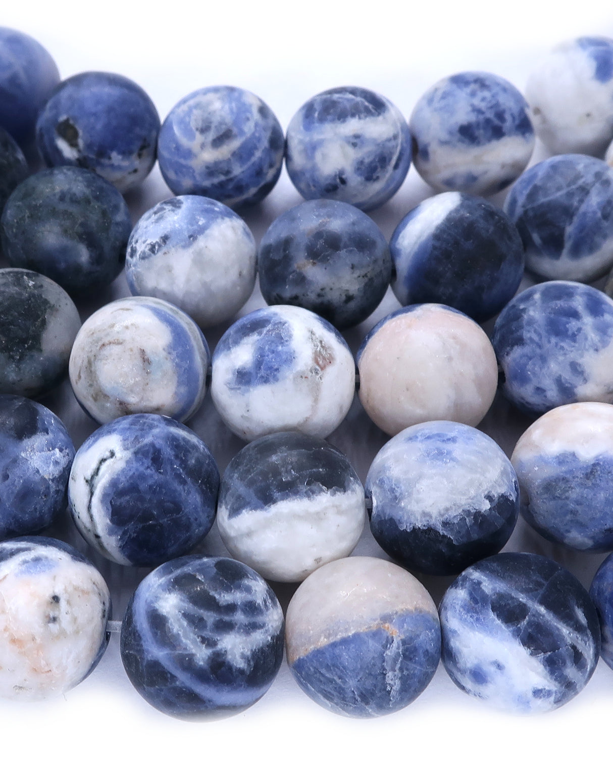 10mm · Frosted · Sodalite · Round Beads · 15" full strand