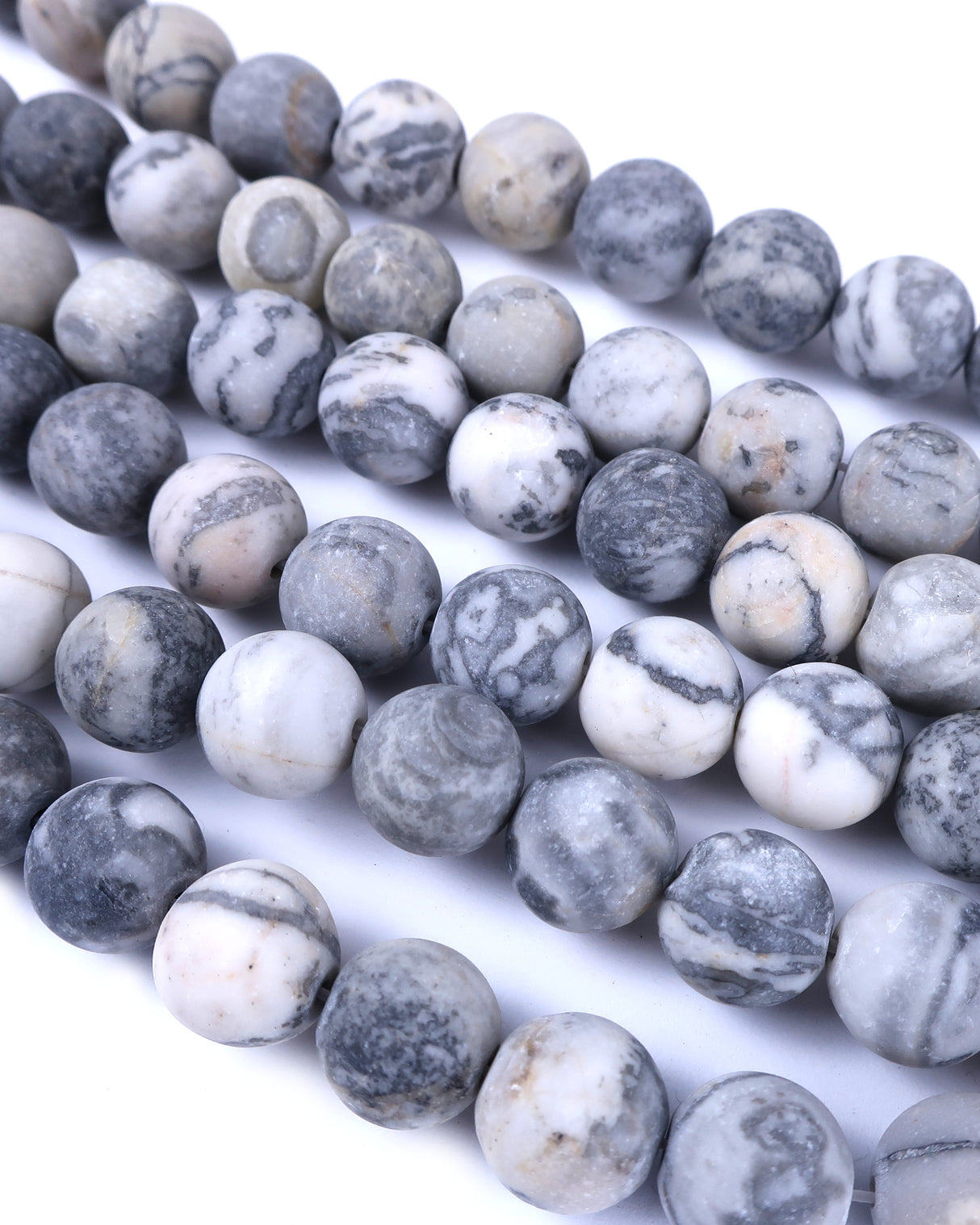 10mm · Frosted · Net Jasper · Round Beads · 15" full strand