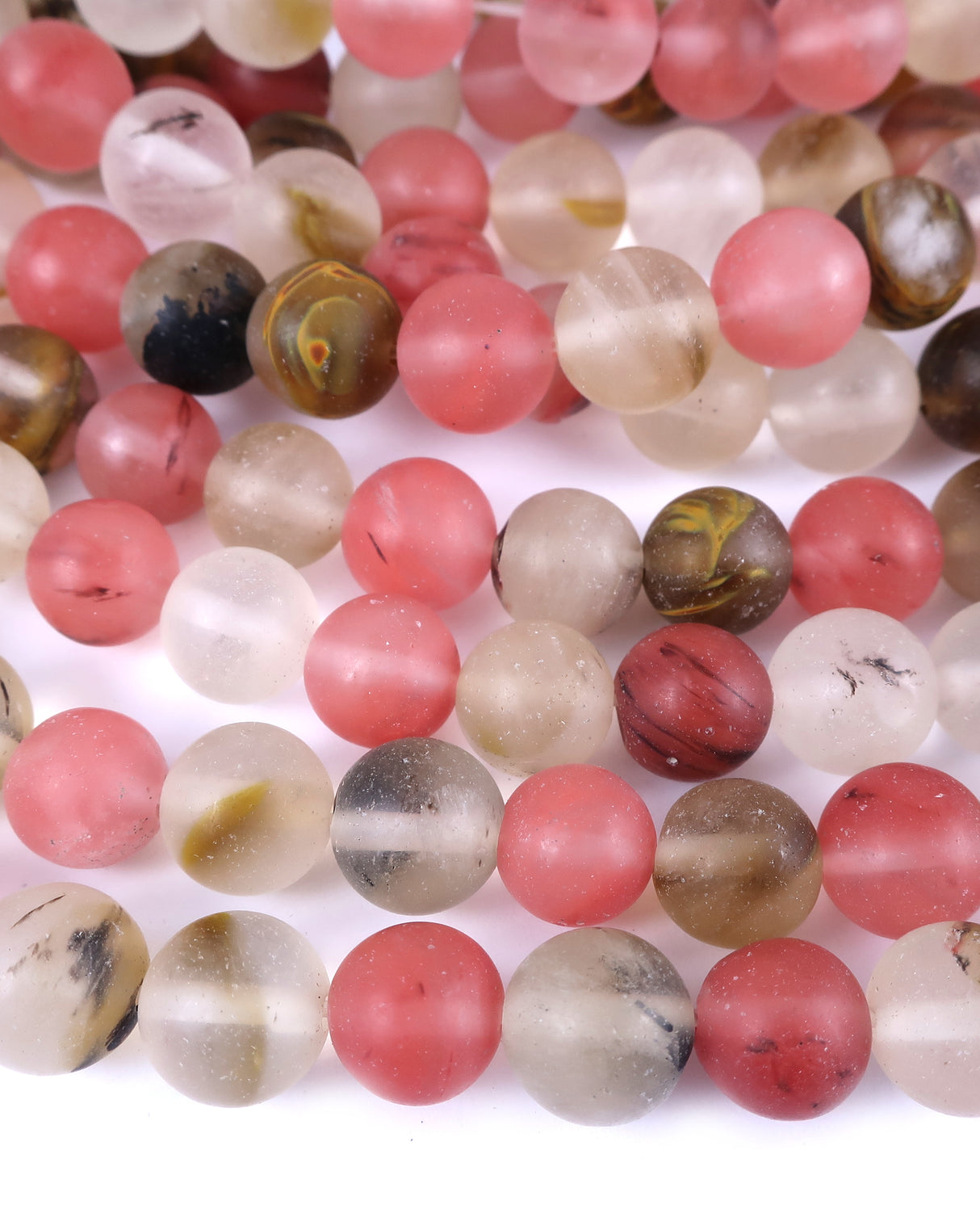 10mm · Frosted · Watermelon Stone · Round Beads · 15" full strand