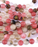 10mm · Frosted · Watermelon Stone · Round Beads · 15" full strand