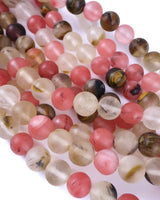 10mm · Frosted · Watermelon Stone · Round Beads · 15" full strand