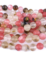 10mm · Frosted · Watermelon Stone · Round Beads · 15" full strand