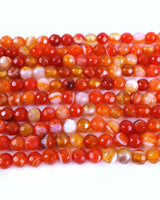 4mm · Faceted · Orange Striped Agate · Round Beads · 15" full strand