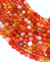 4mm · Faceted · Orange Striped Agate · Round Beads · 15" full strand