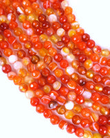 4mm · Faceted · Orange Striped Agate · Round Beads · 15" full strand