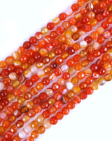 4mm · Faceted · Orange Striped Agate · Round Beads · 15" full strand