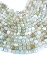 4mm · Faceted · Pale Green Stiped Agate · Round Beads · 15" full strand