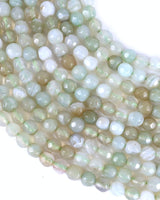4mm · Faceted · Pale Green Stiped Agate · Round Beads · 15" full strand