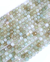 4mm · Faceted · Pale Green Stiped Agate · Round Beads · 15" full strand