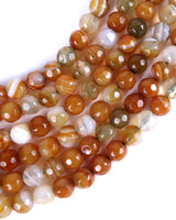 4mm · Faceted · Caramel Striped Agate · Round Beads · 15" full strand