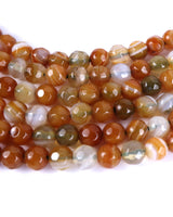 4mm · Faceted · Caramel Striped Agate · Round Beads · 15" full strand