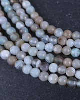 4mm · Faceted · Pale Blue Striped Agate · Round Beads · 15" full strand