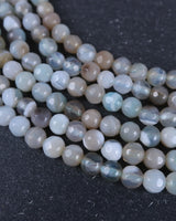 4mm · Faceted · Pale Blue Striped Agate · Round Beads · 15" full strand
