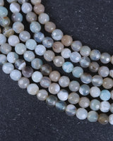 4mm · Faceted · Pale Blue Striped Agate · Round Beads · 15" full strand