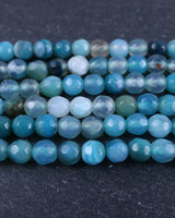 4mm · Faceted · Turquoise Striped Agate · Round Beads · 15" full strand