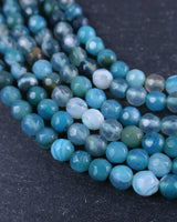 4mm · Faceted · Turquoise Striped Agate · Round Beads · 15" full strand