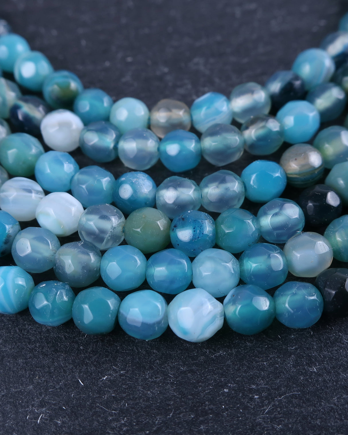 4mm · Faceted · Turquoise Striped Agate · Round Beads · 15" full strand