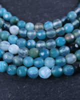 4mm · Faceted · Turquoise Striped Agate · Round Beads · 15" full strand