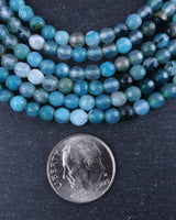 4mm · Faceted · Turquoise Striped Agate · Round Beads · 15" full strand
