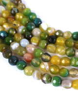 4mm · Faceted · Yellow Green Striped Agate · Round Beads · 15" full strand