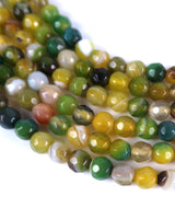 4mm · Faceted · Yellow Green Striped Agate · Round Beads · 15" full strand