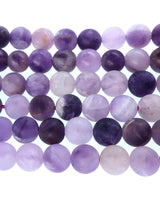 6mm Frosted Chevron Amethyst round beads · 15"