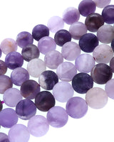6mm Frosted Chevron Amethyst round beads · 15"