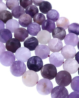 6mm Frosted Chevron Amethyst round beads · 15"