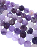 6mm Frosted Chevron Amethyst round beads · 15"