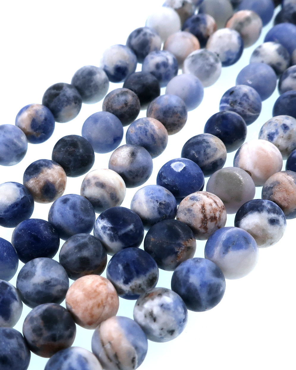 6mm Frosted Sodalite round beads · 15"