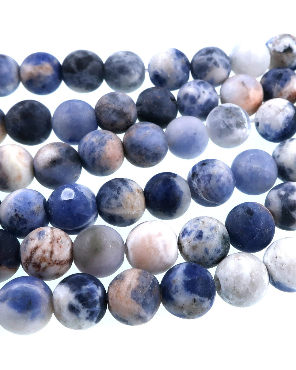 6mm Frosted Sodalite round beads · 15"