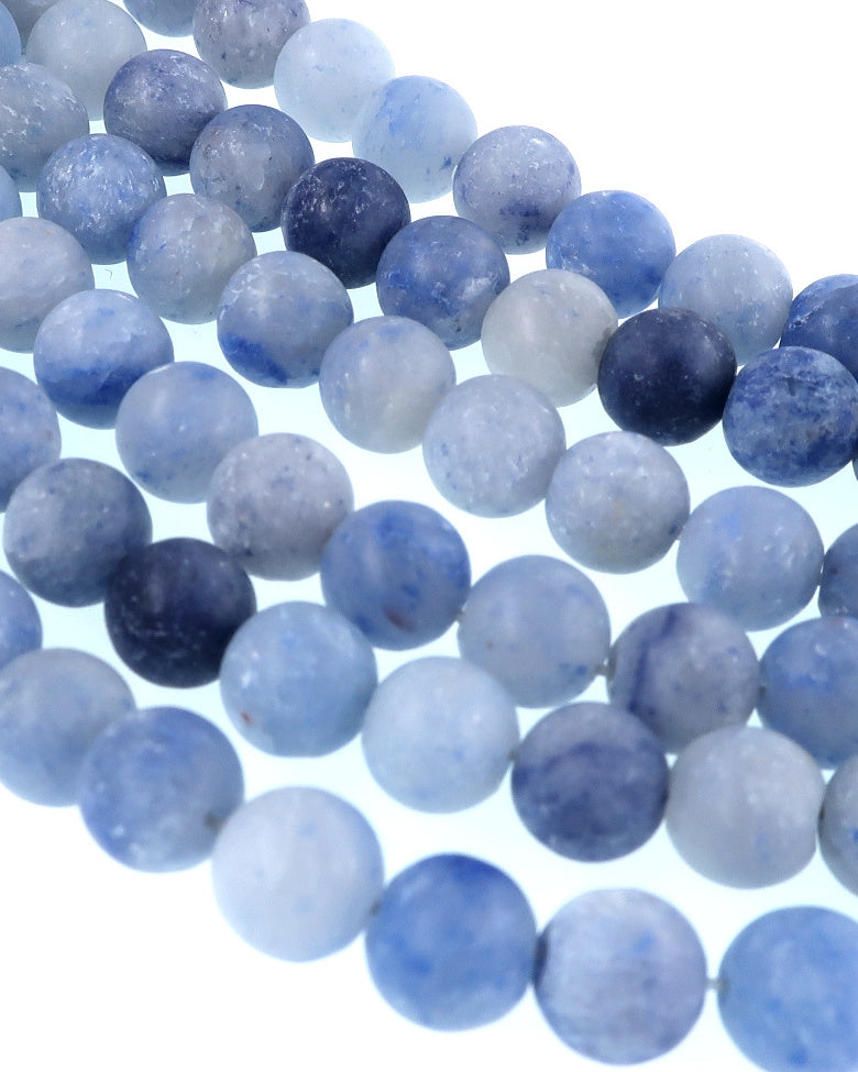 6mm Frosted Blue Aventurine round beads · 15"