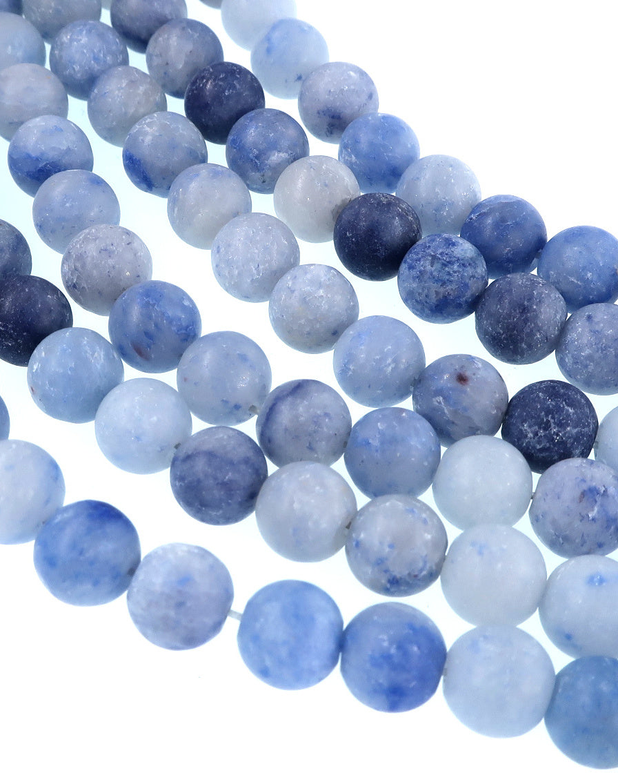 6mm Frosted Blue Aventurine round beads · 15"