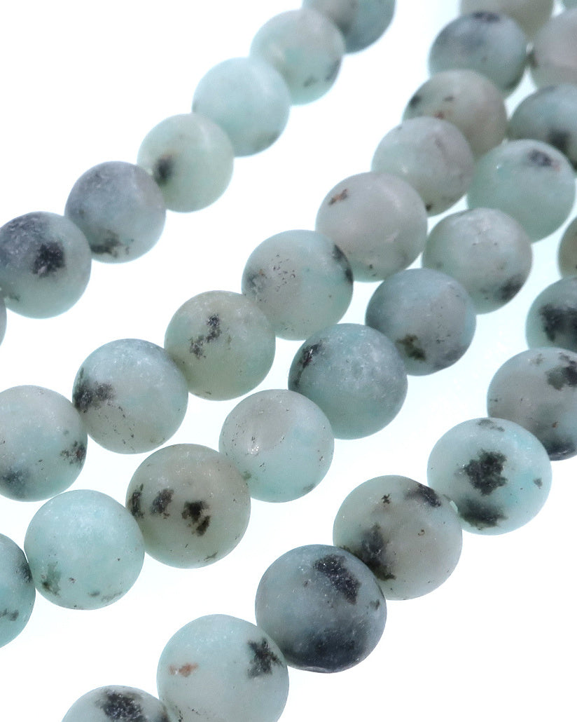 6mm Frosted Kiwi Jasper round beads · 15"