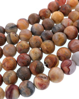 6mm Frosted Crazy Lace Agate round beads · 15"