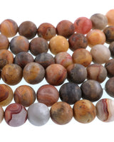 6mm Frosted Crazy Lace Agate round beads · 15"