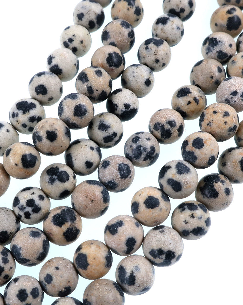 6mm Frosted Dalmatian Jasper round beads · 15"