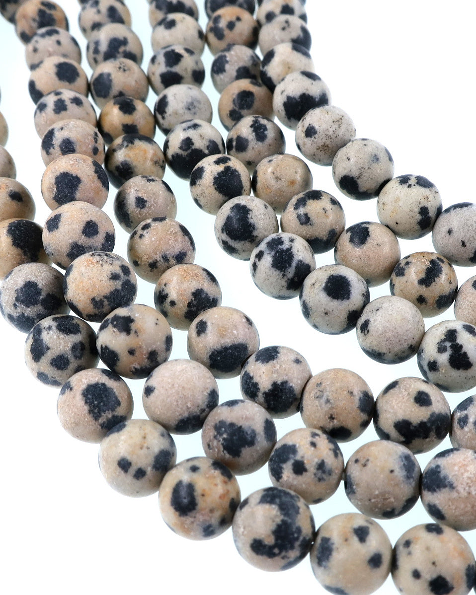 6mm Frosted Dalmatian Jasper round beads · 15"