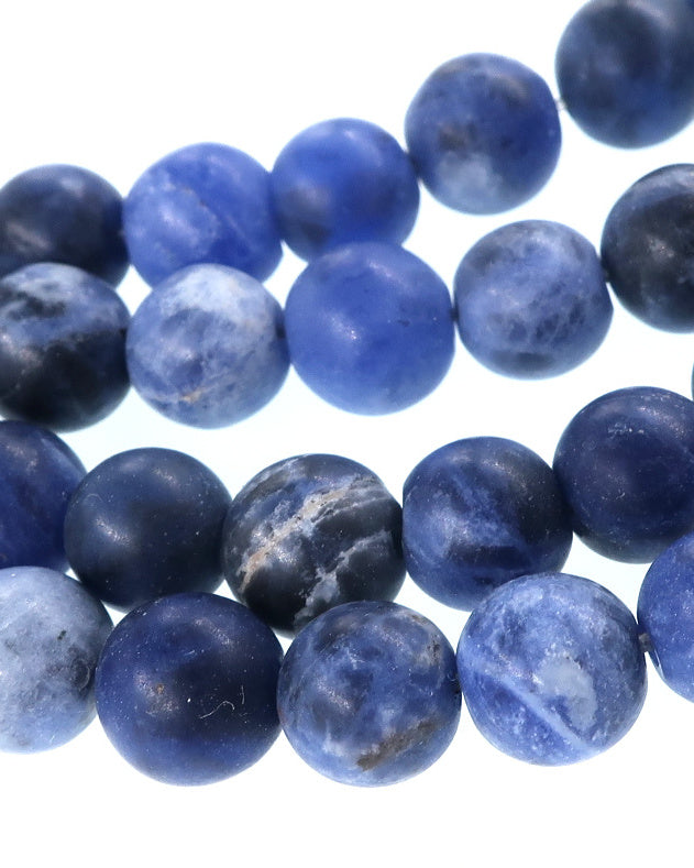 6mm Frosted Sodalite round beads · 15"