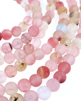 6mm Frosted Watermelon stone round beads · 15"