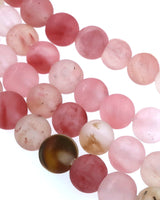6mm Frosted Watermelon stone round beads · 15"