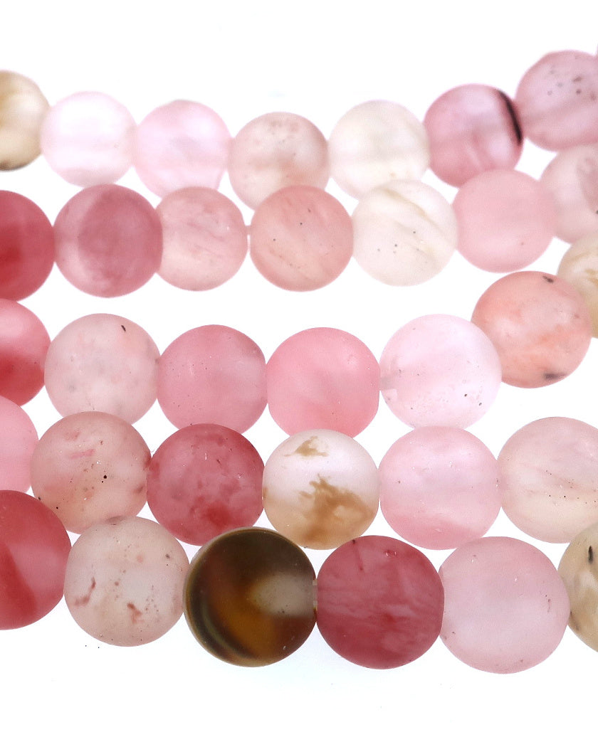 6mm Frosted Watermelon stone round beads · 15"