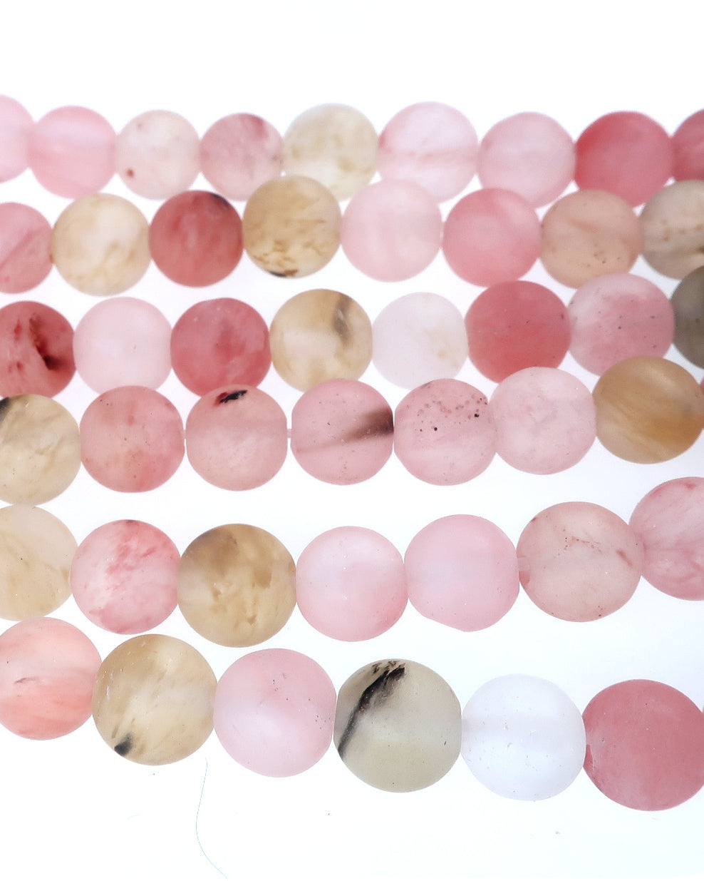 6mm Frosted Watermelon stone round beads · 15"